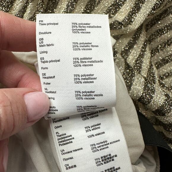 Maje Jungla Striped Lurex Asymmetrical Hem Midi Skirt Women 8 Maje 38 NWT - Picture 10 of 10